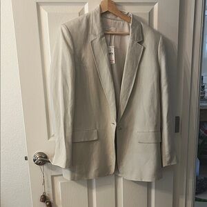 LOFT Light Grey Linen Blazer